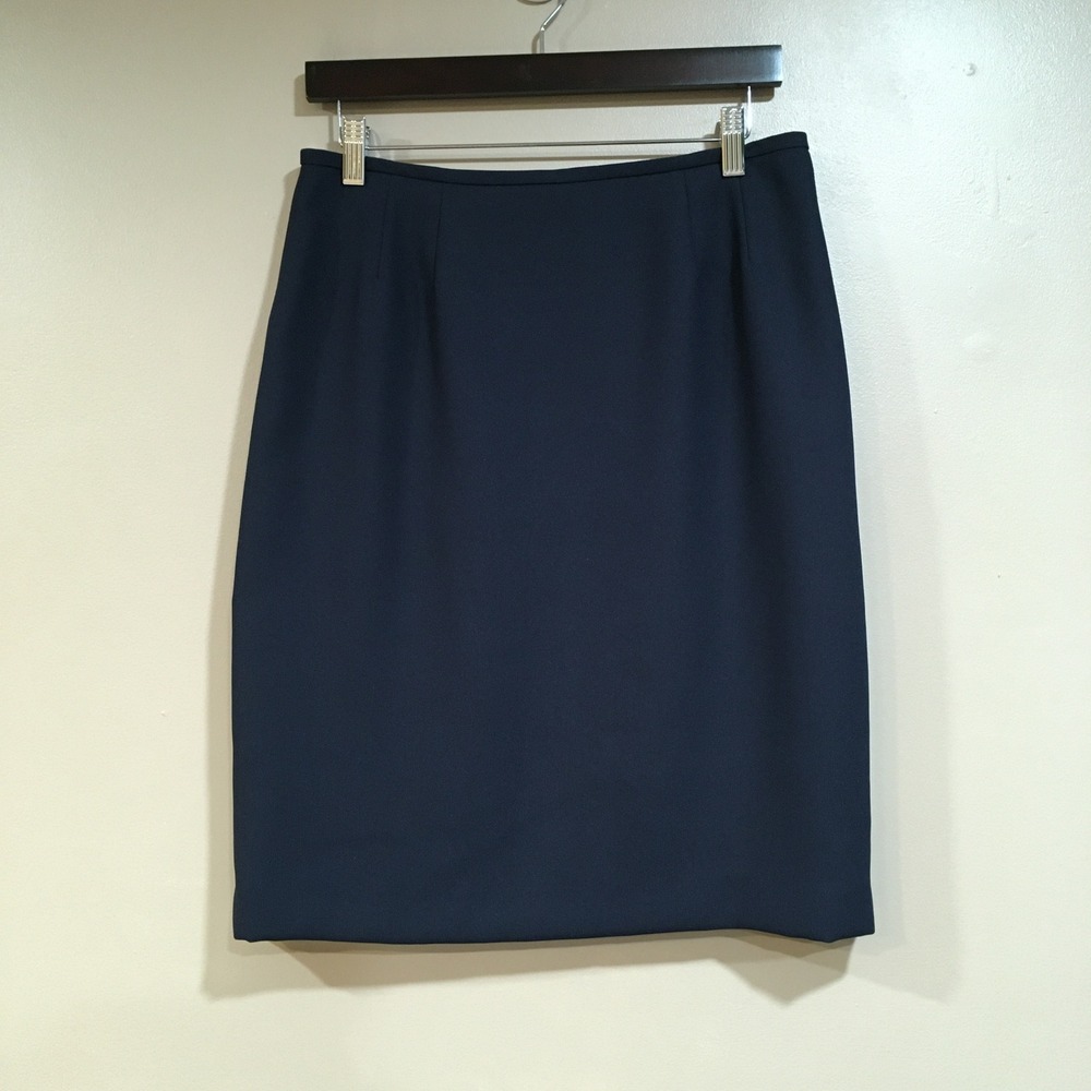 Le Suit Lined Pencil Skirt Womens 10P Navy Blue Professional Career Classic Work